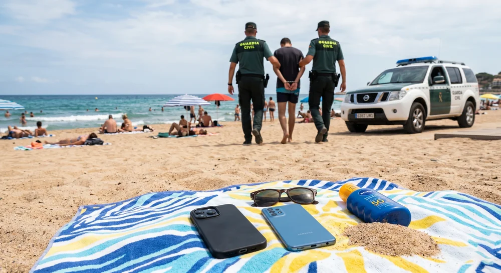 Dos detenidos por hurtar al descuido varios teléfonos móviles a los bañistas en la arena