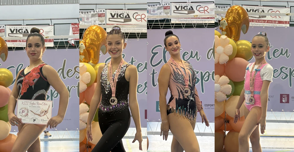 Quatre joves gimnastes destaquen amb podis i posicions d'honor al trofeu autonòmic disputat a Oliva